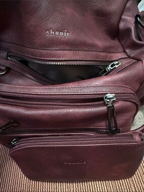 Burgundy Leather Backpack Bag for Women